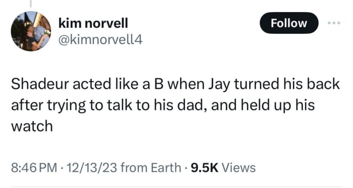 Kim Norvell comments on X about Shedeur Sanders